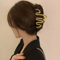 Thick Hair Accessories Geometric Big Shark Hairpin - Gold