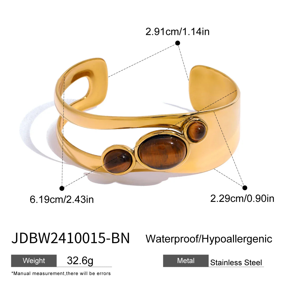 Thick Irregular Pearl Bracelet Tiger Eye Stone Stacked - JDBW2410015-BN