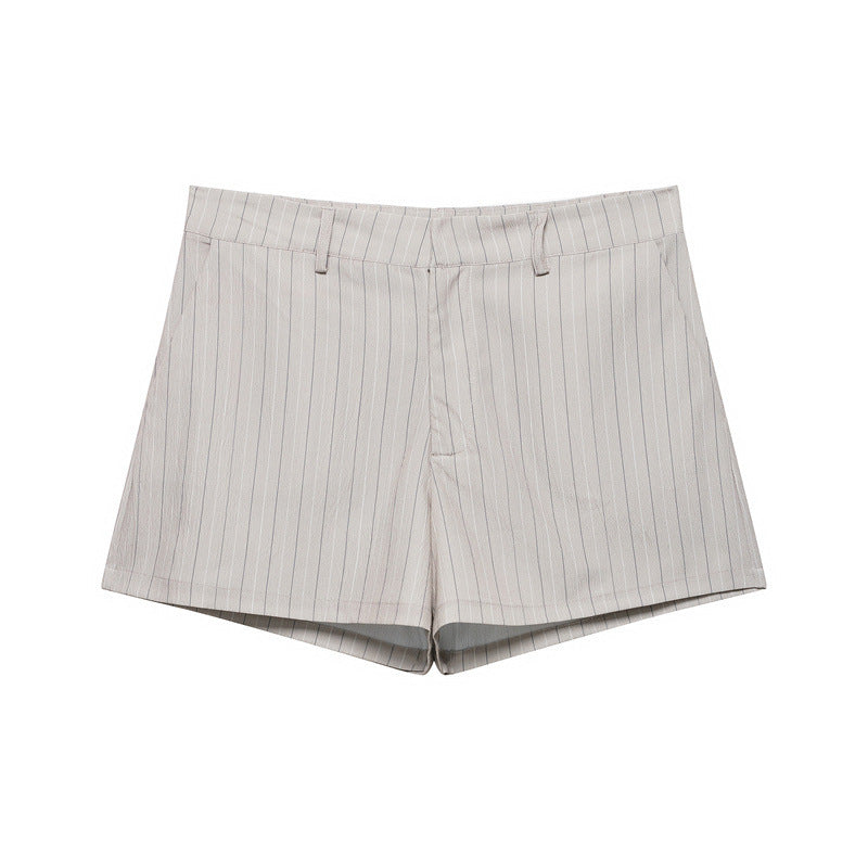 Thin Belt Striped Blazer Mini Shorts - Other