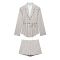 Thin Belt Striped Blazer Mini Shorts - Other