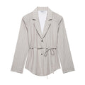Thin Belt Striped Blazer Mini Shorts - Top / L - Other