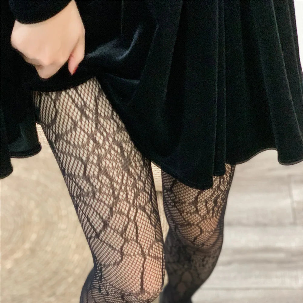 Thin Pantyhose Dark Hollowed Out Fishnet Stockings Women - Spider web / Height 150-175cm