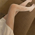 Thin Pantyhose Dark Hollowed Out Fishnet Stockings Women - Butterfly White / Height 150-175cm