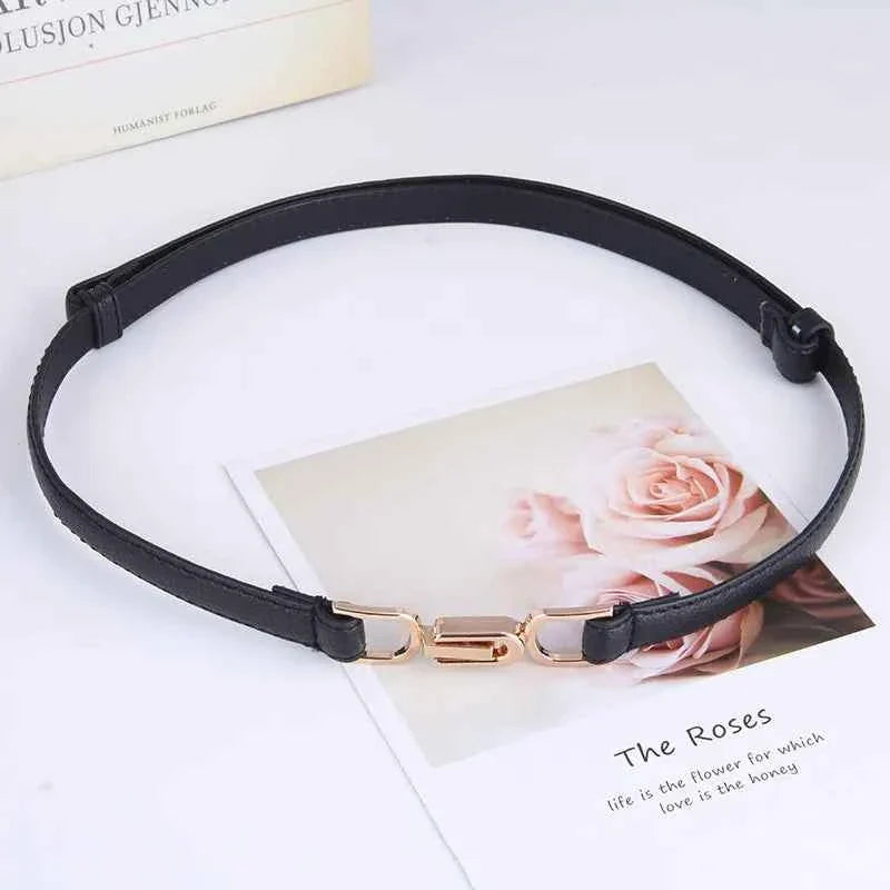 Thin Retro Gold Buckle Adjustable Women Belt