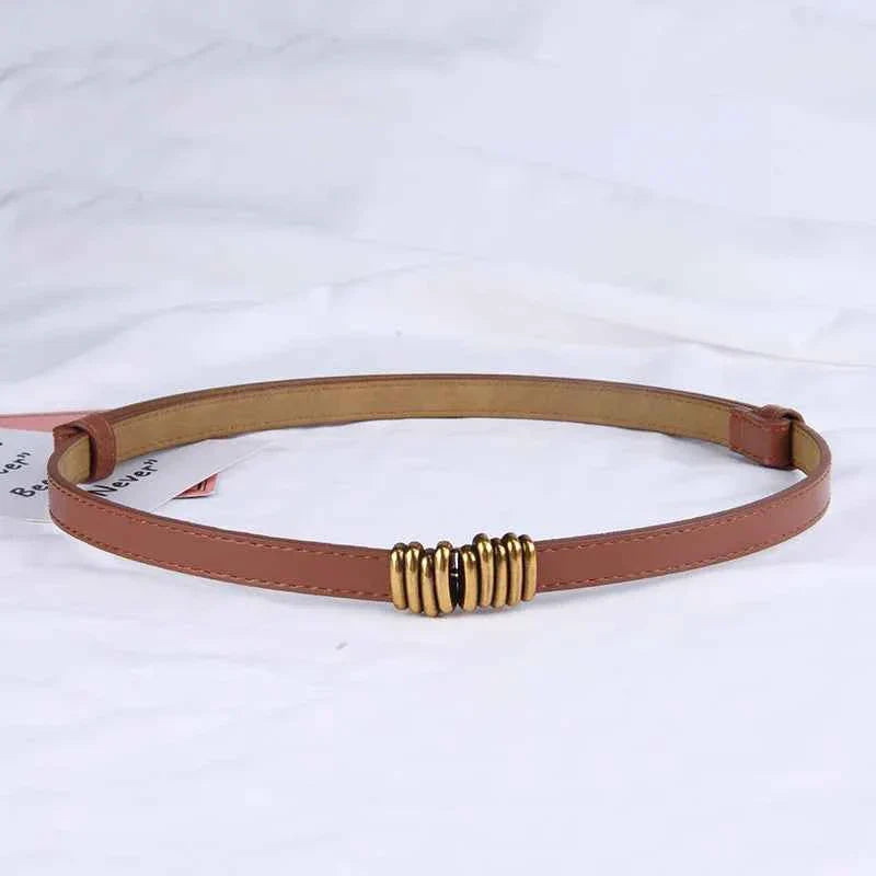 Thin Retro Gold Buckle Adjustable Women Belt