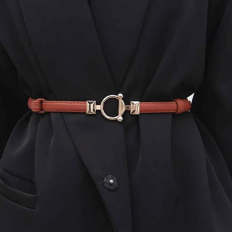 Thin Retro Gold Buckle Adjustable Women Belt