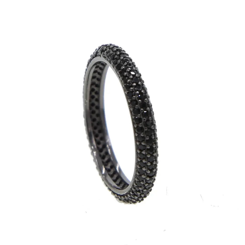 Three-color Full Rhinestone Zircon Niche Women’s Ring - Black Gold Blackstone / US 5 - electronic accessories