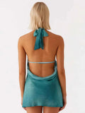 Tie Dye Halter Backless Mini Dress Women