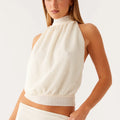 Tie Halter Crop Top - WHITE / S