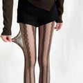 Tights for Women Lace Mesh Fishnet Retro Pantyhose - Brown / One Size