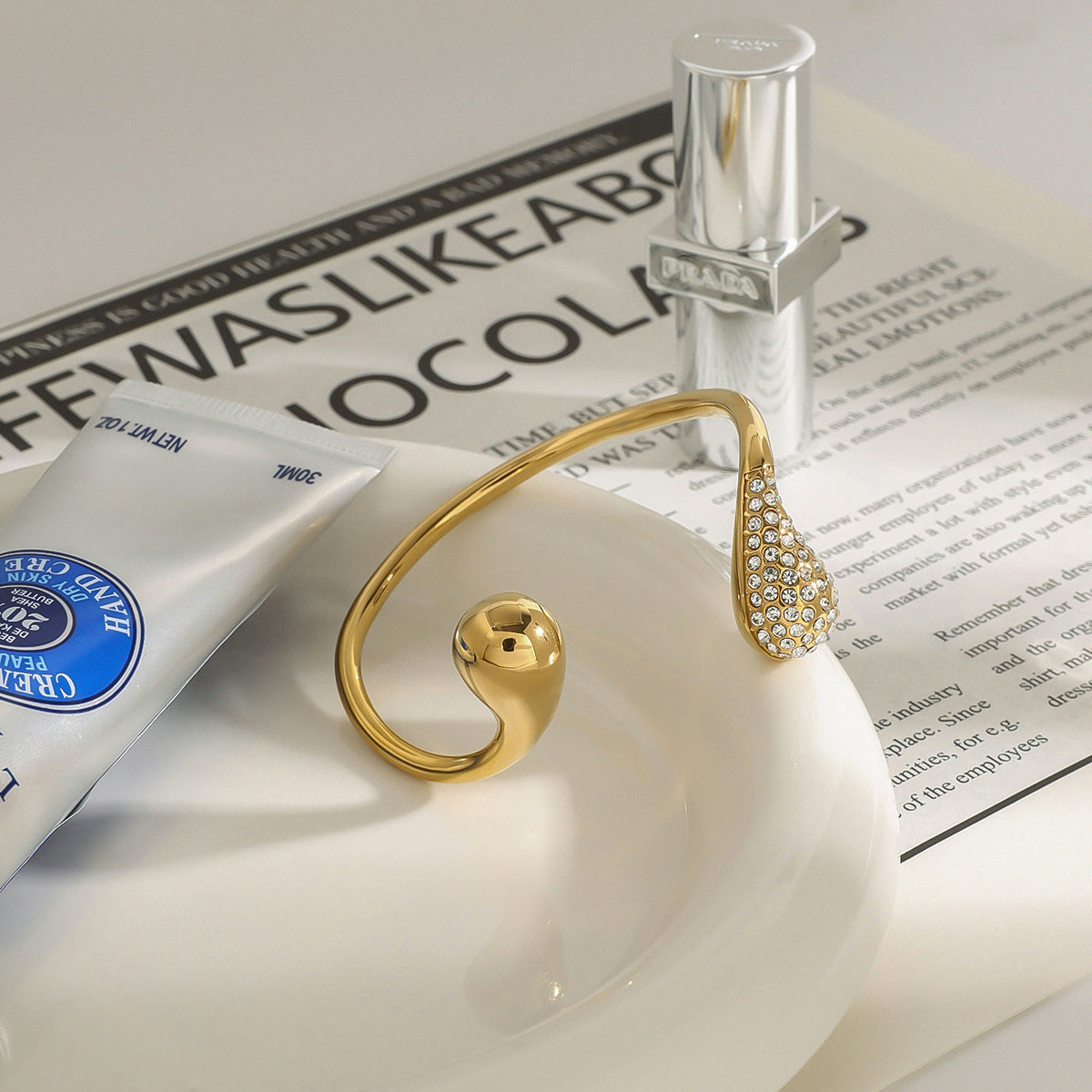 Titanium Steel Bracelet With Diamond Water Drop Does Not Fade - JDB2405019S - electronic accessories