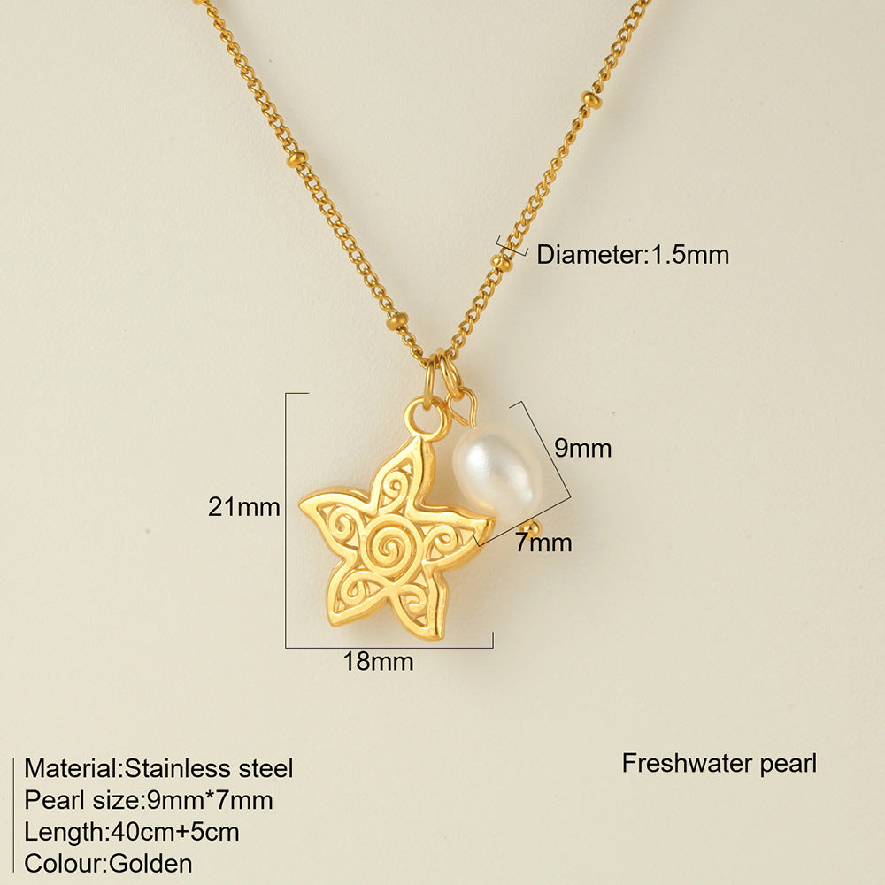 Titanium Steel Conch Turtle Shell Retro Easy Matching Necklace - Starfish 1274 - electronic accessories