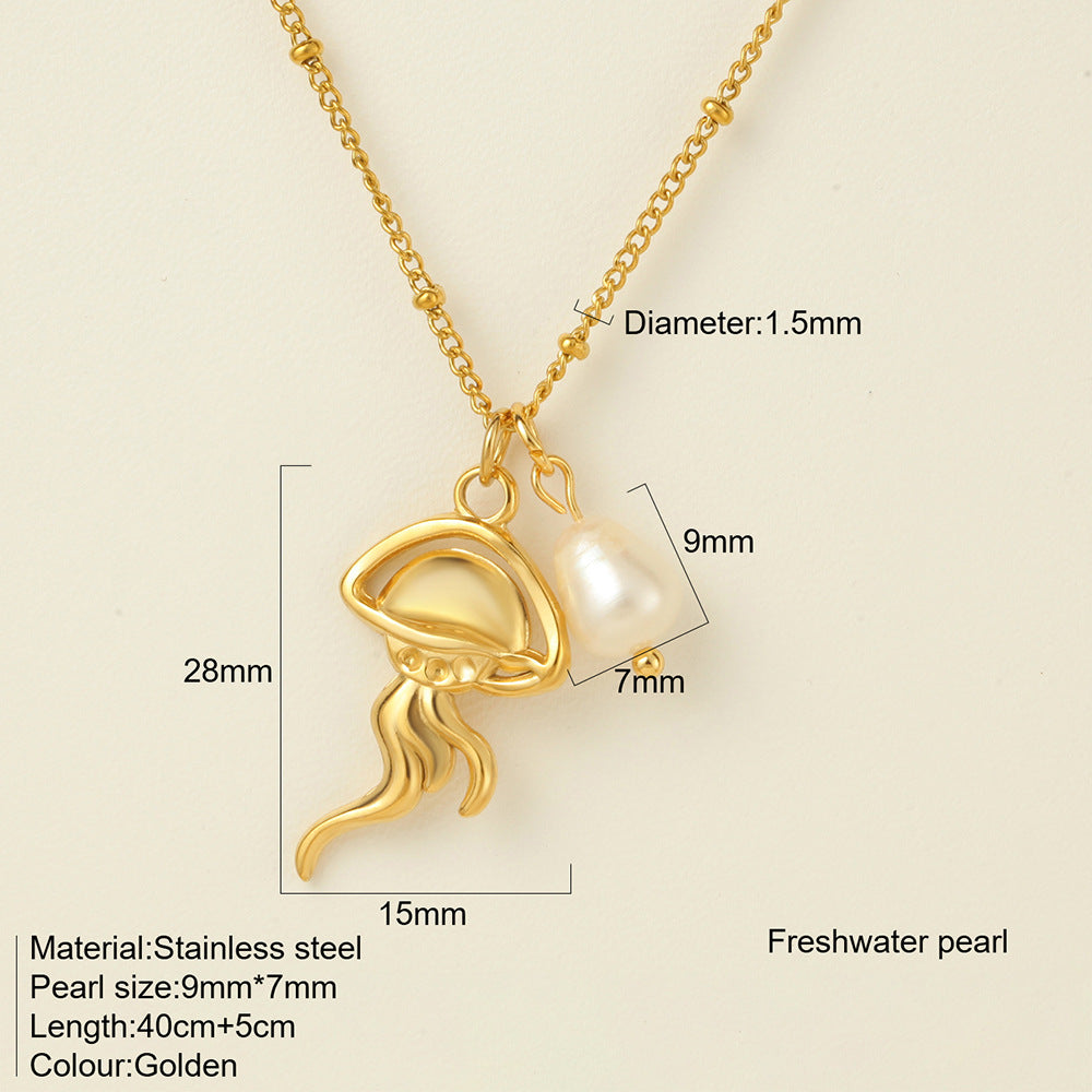 Titanium Steel Conch Turtle Shell Retro Easy Matching Necklace - Jellyfish 1702 - electronic accessories