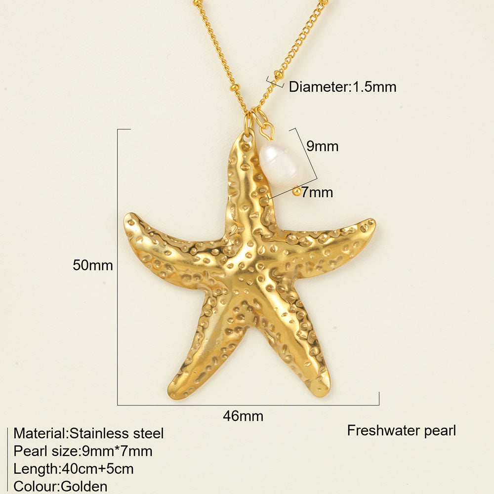 Titanium Steel Conch Turtle Shell Retro Easy Matching Necklace - Big Starfish 1911 - electronic accessories