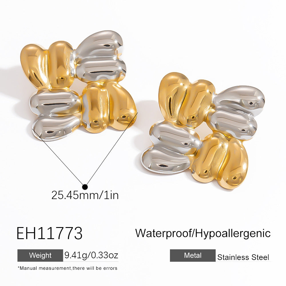 Titanium Steel Ear Studs Female - EH11773 / 18K Real Gold - electronic accessories