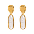 Titanium Steel Pearl Stud Earrings Light Luxury - Gold - electronic accessories