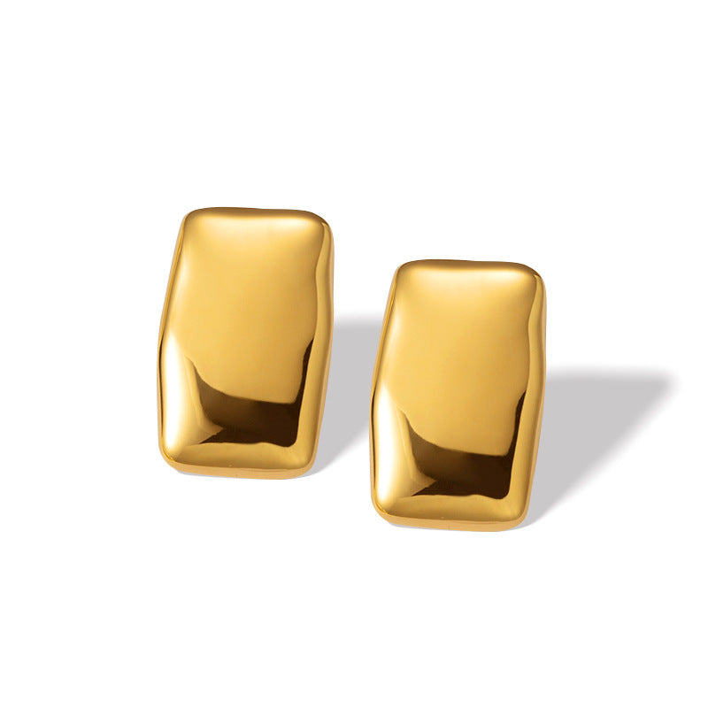 Titanium Steel Rectangular Glossy Female Stud Earrings - JC243105 / 18K - electronic accessories