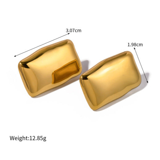 Titanium Steel Rectangular Glossy Female Stud Earrings - JC243105 / 18K - electronic accessories