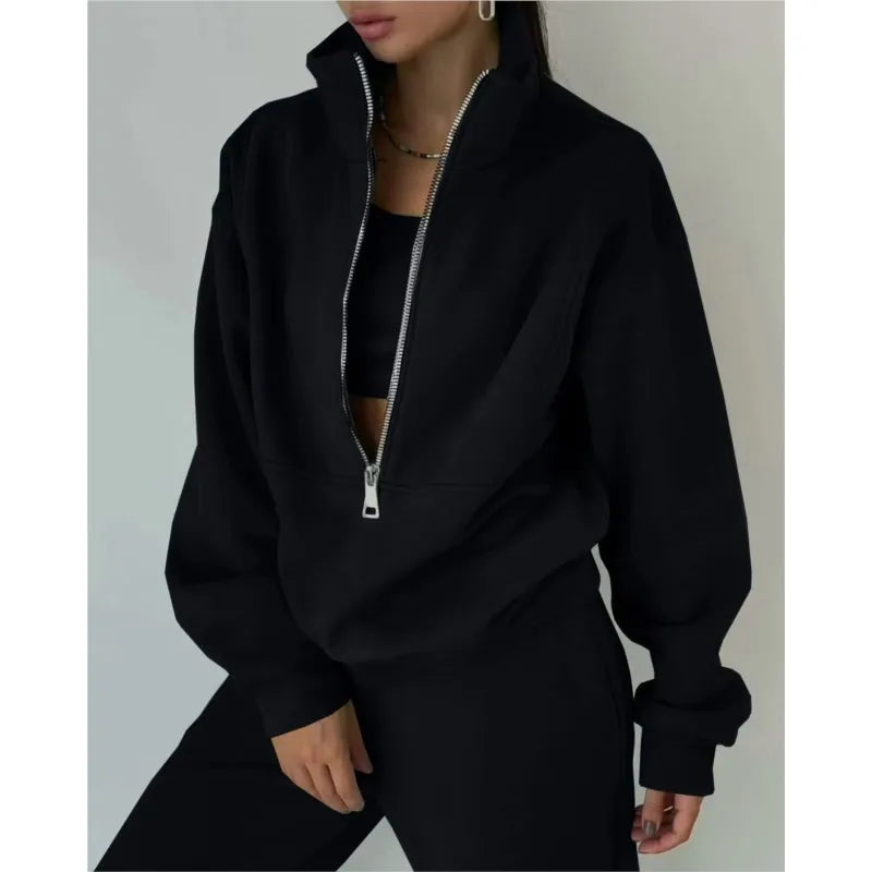 Tracksuit Set Comfortable Warm Zipper Two-piece Sets