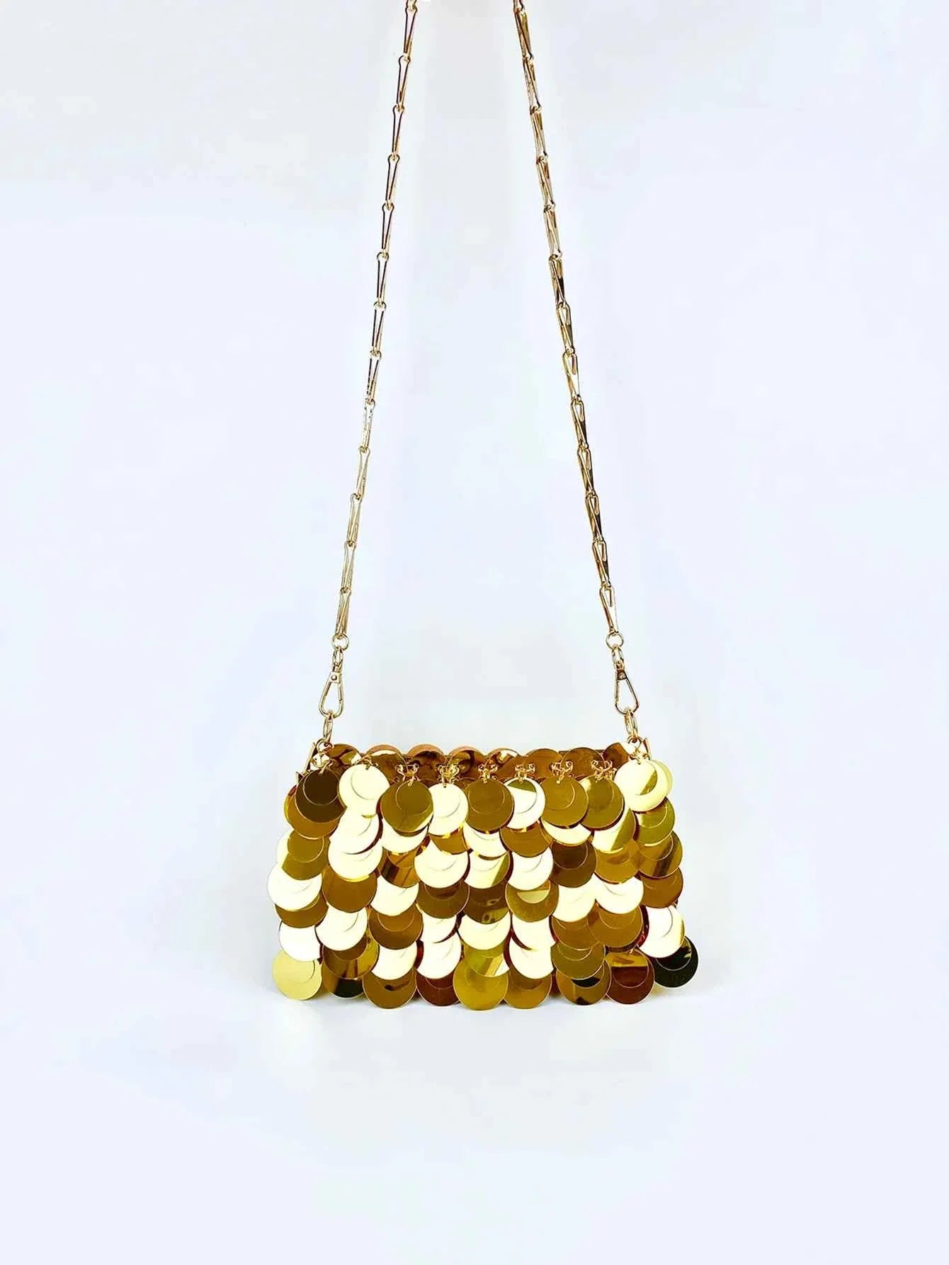 Trendy and Cool Gold Glitter Chain Bag
