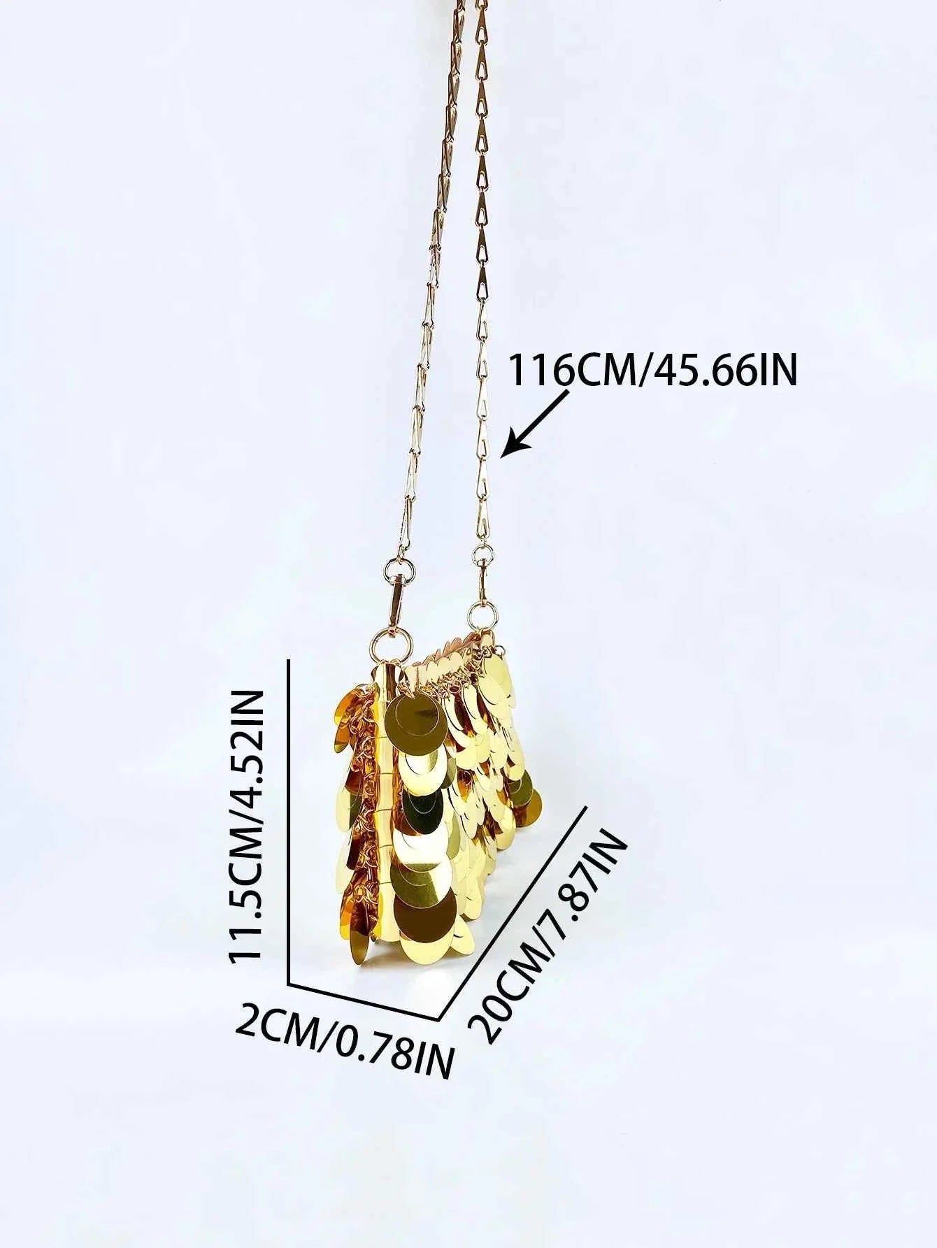 Trendy and Cool Gold Glitter Chain Bag