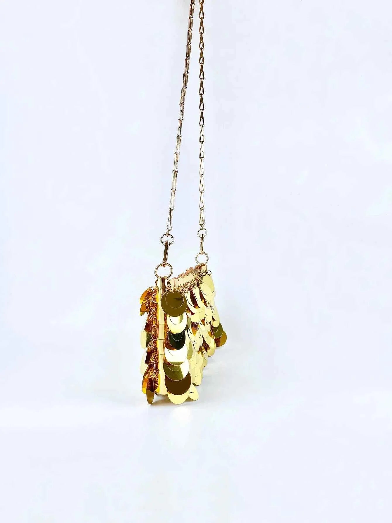 Trendy and Cool Gold Glitter Chain Bag