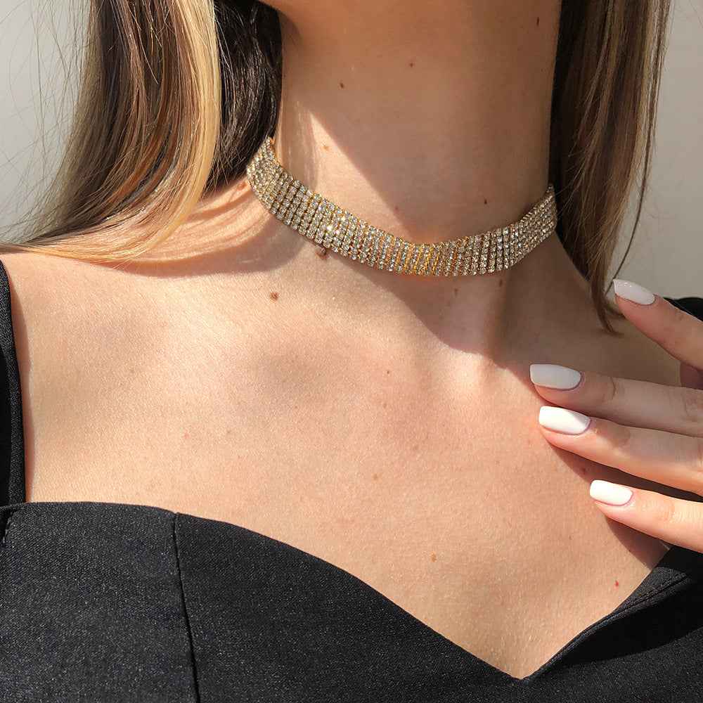 Trendy Rhinestone Necklace Alloy Necklace for Girls Full of Sparkle - Norellé