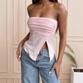 Tube Top Outer Wear Summer Sleeveless Vest Female Irregular Tank-top - Other