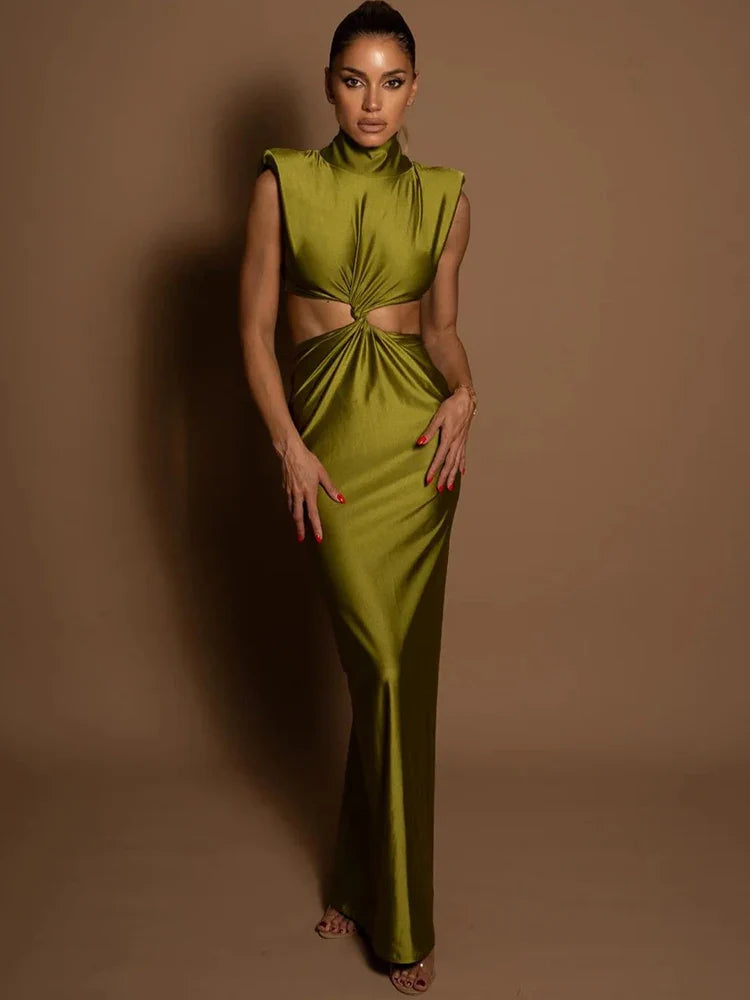 Turtleneck Sexy Maxi Dress For Women Fashion Solid - Other