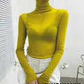 Turtleneck Slim High Quality Plain T Shirt Women