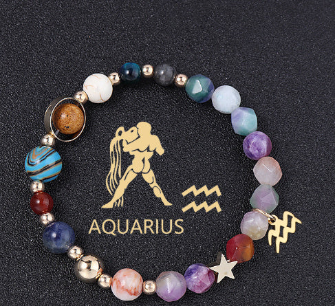 Twelve Constellation Bracelet Natural Stone Cut Color - electronic accessories
