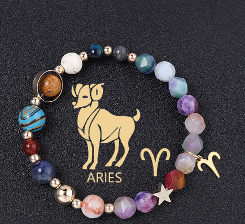 Twelve Constellation Bracelet Natural Stone Cut Color - Aries - electronic accessories