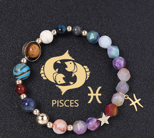 Twelve Constellation Bracelet Natural Stone Cut Color - Piseces - electronic accessories