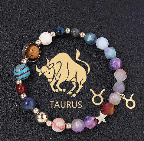 Twelve Constellation Bracelet Natural Stone Cut Color - Taurur - electronic accessories