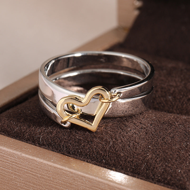 Two-color Love Copper Hipster Neutral Ring - electronic accessories