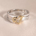 Two-color Love Copper Hipster Neutral Ring - Silver / No 10 - electronic accessories
