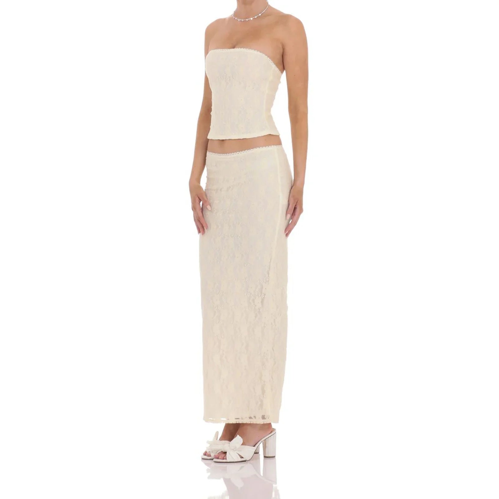 Two Piece Strapless Lace Dress