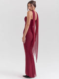 Two Pieces Sets For Women Strapless Off-shoulder Sleeveless Tops And Elegant High Waist Long Skirt - Burgundy / M