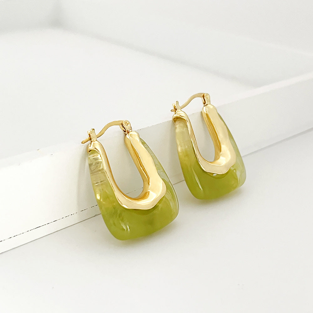 U-shaped Earrings For Women - Green - electronic accessories