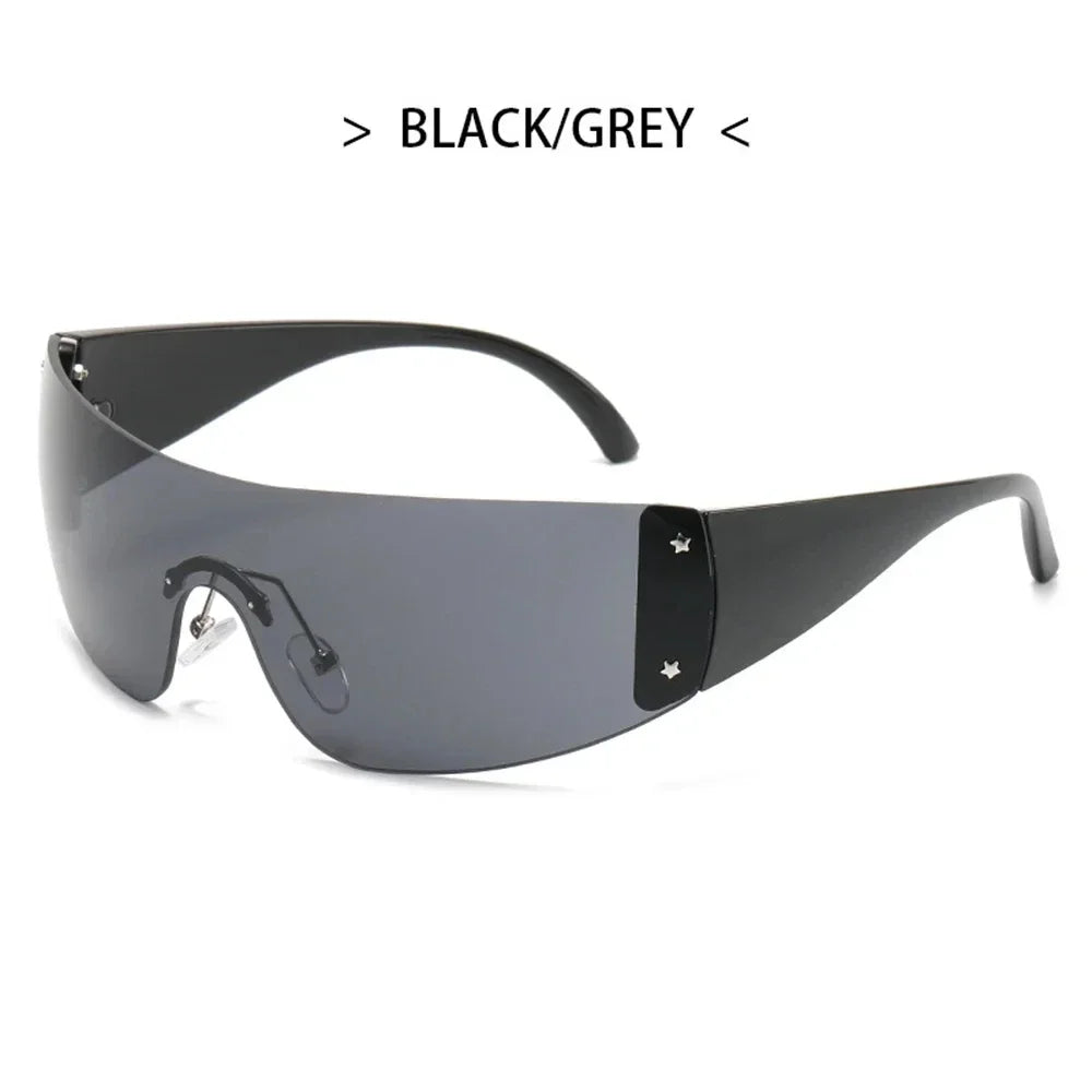 Unique Irregular Hip Hop Sunglasses For Women - 1-Black-Grey / As Picture