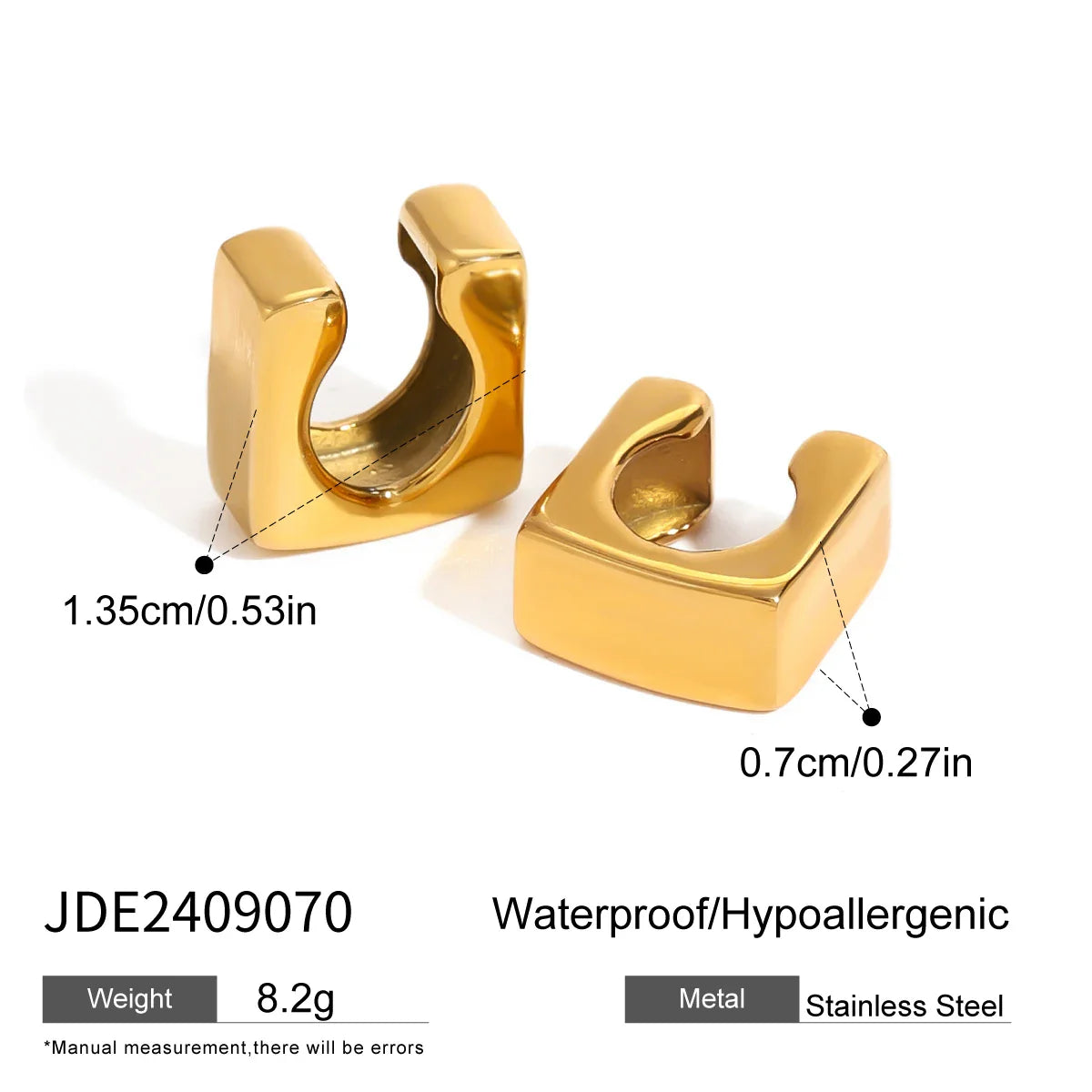 Unique Sterling Stainless Steel Glossy Square Ear Cuff - JDE2409070