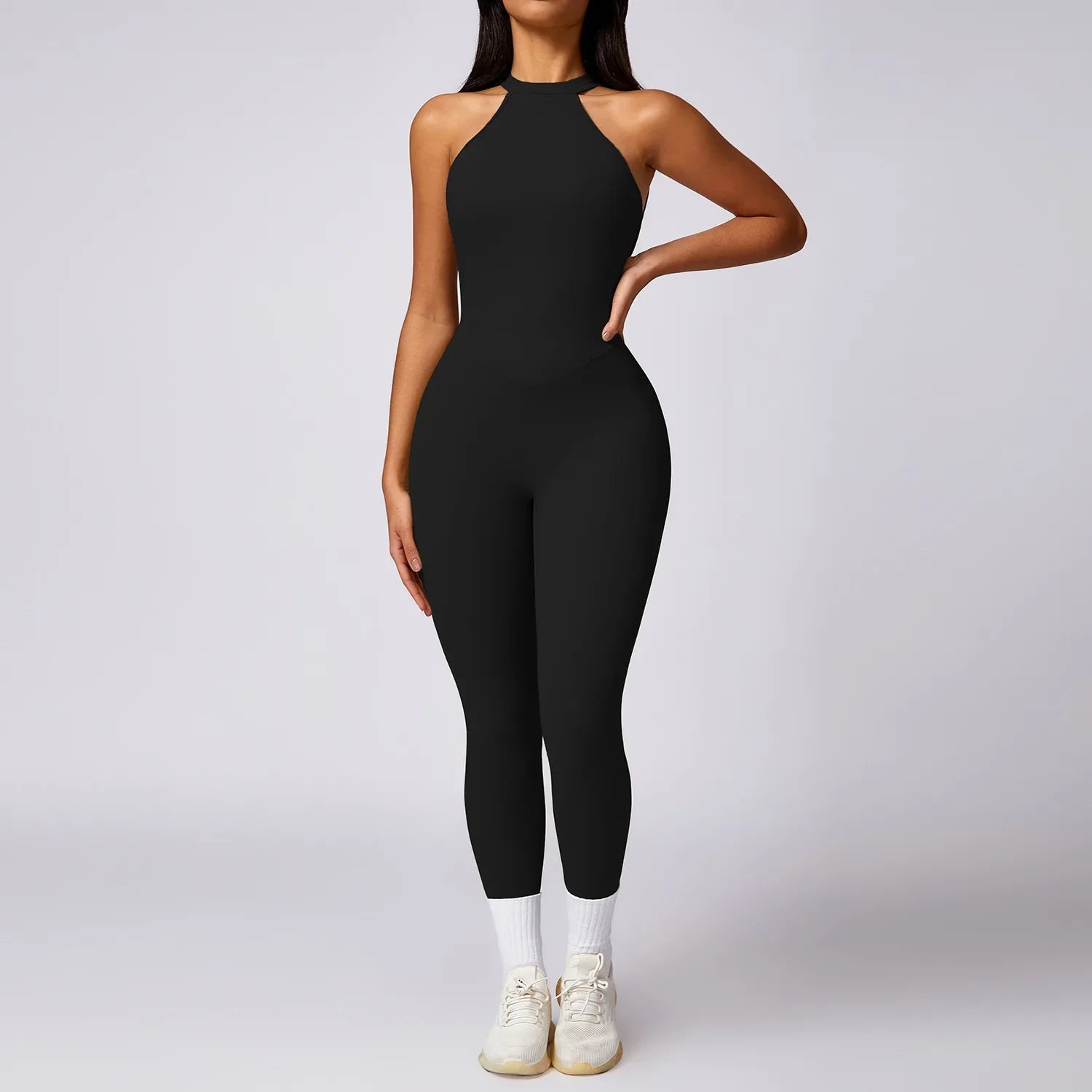 V Back Jumpsuit Women Backless Sports Bodysuits - Advanced Black / M / CHINA