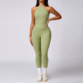 V Back Jumpsuit Women Backless Sports Bodysuits - Deep Bean Green / M / CHINA