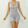 V Back One-Piece Suit Scrunch Sports Jumpsuit - Cloud Grey / S / CHINA