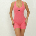 V Back One-Piece Suit Scrunch Sports Jumpsuit - Papaya Pink / S / CHINA