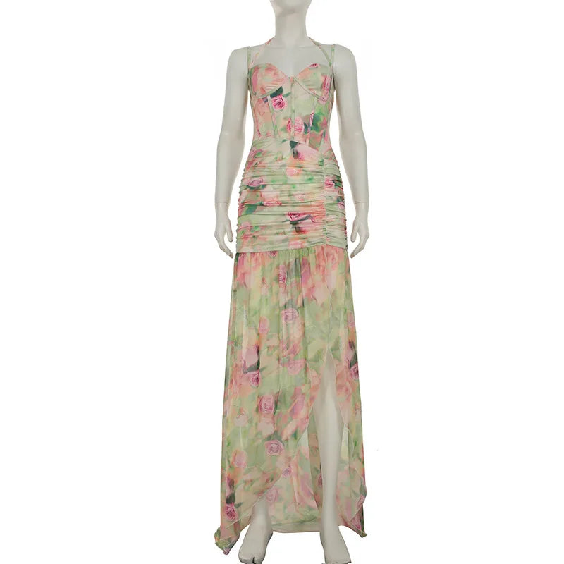 Vacation Floral Long Dress For Women - Mixed / M