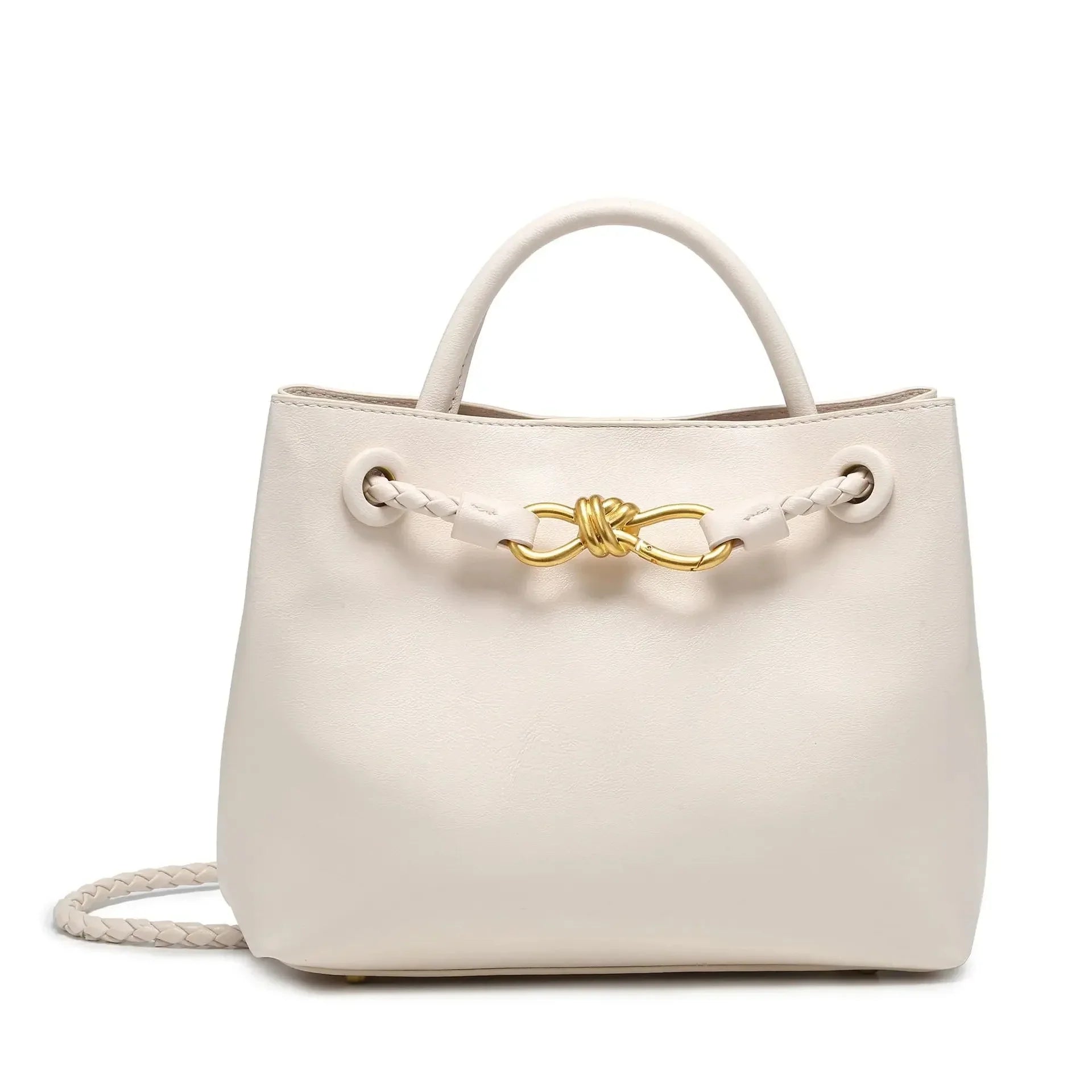 Versatile Large Capacity Vintage Handbag - Size 29*10 * 18cm / Rice White