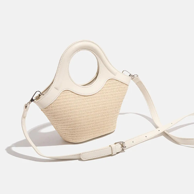 Versatile Straw Woven Handbags Handmade Tote Summer Beach Shoulder Bag
