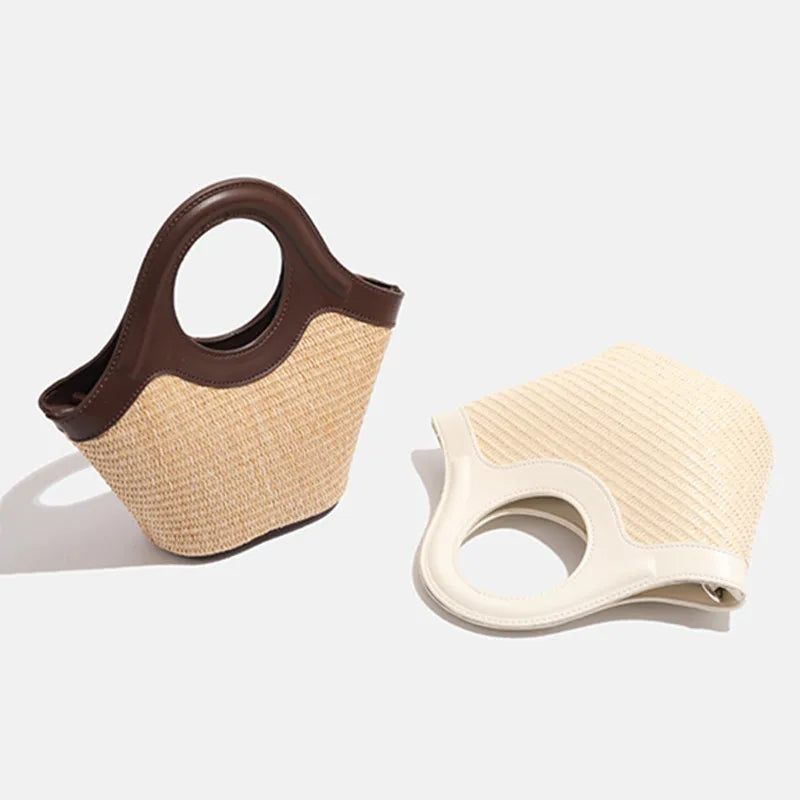 Versatile Straw Woven Handbags Handmade Tote Summer Beach Shoulder Bag