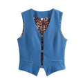 Vest Top For Women Sleeveless V Neck - Deep Blue / L